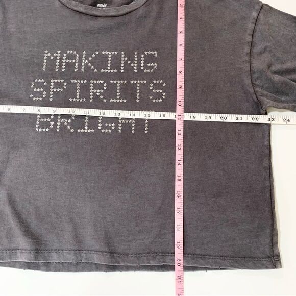 NWT Aerie Cropped T Shirt Making Spirts Bright Glittery Stars Holiday M - Picture 7 of 9